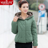 2015冬季新款棉衣女短款YGESLITE韩版大码加厚棉服中年小棉袄外套