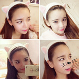 韩国可爱猫耳朵发带宽边运动发饰毛绒洗脸发箍发卡兔耳朵头饰品女