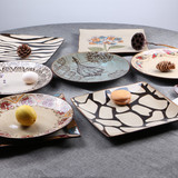陶瓷盘子欧式餐具西餐盘子创意手绘盘10.5寸圆盘方盘装饰盘子批发