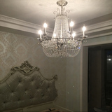 美式水晶吊灯简约创意铁艺客厅复古餐厅个性六头蜡烛法式北欧灯具