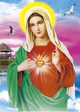 高清3D立体画圣母玛利亚耶稣圣心天主圣神像25X35CM天主教圣像