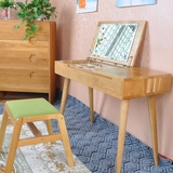北欧现代简约梳妆台日式实木化妆台凳组合小户型创意翻盖卧室家具