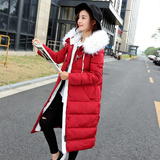 2015冬季韩版连帽大毛领羽绒棉衣女中长款修身显瘦时尚加厚外套潮