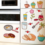 卡通冰箱贴纸餐厅厨房橱柜墙壁瓷砖水果蔬菜肉类饮料装饰小贴画