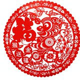 2016新款猴年窗花剪纸贴画 静电福字春节装饰 30厘米全红批发定制