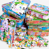 100片铁盒装童话木质拼图动物卡通早教益智玩具学生版儿童幼儿园