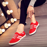 2016新款女大童帆布鞋韩版红色中学生平底休闲鞋低帮透气运动板鞋