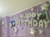 银色铝膜英文字母气球生日快乐派对用品布置宝宝周岁生日套餐批发