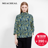 MEACHEAL米茜尔 抽象印花高领长袖T恤 专柜正品2016春季新款女装