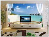 立体墙纸大型海景壁画电视背景墙壁纸卧室沙发贴画无缝整张墙布3D