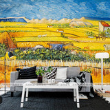 无缝大型壁画梵高油画艺术壁纸欧式电视沙发背景墙纸客厅卧室田园
