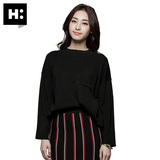 H:CONNECT韩版时尚女款宽松休闲针织衫圆领套头毛衣2016春季新款