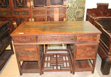 老挝大红酸枝交趾黄檀清式办公桌书桌配椅红木仿古家具明清古典