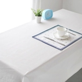 棉麻白色酒店餐桌布欧式白色黑色台布 咖啡厅餐厅长方形茶几盖巾