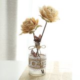 DKB玻璃花瓶手工麻绳小号桌面复古美式乡村天然木片仿真玫瑰花套
