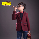 拇指鱼童装秋冬季韩版新款男童小西装儿童西装外套中大童花童礼服
