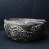 古玩杂项收藏老瓷器陶器民国早期的黑陶文房刻花笔洗案头小摆件