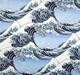 和风全棉神川海浪和服面料 复古日本和风布料 多重花色-蓝半米价