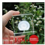 ZOYU正品 K9水晶蒲公英标本 6cm植物立方体 生日礼物 创意礼品