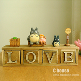 包邮宫崎骏创意可爱龙猫小梅桌面摆件LOVE木收纳盒抽屉柜生日礼物