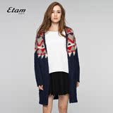 艾格Etam冬装长袖中长款针织开衫女150116056