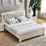 意特尔全实木床白色双人床真皮软靠背1.8米1.5米简欧式床卧室婚床