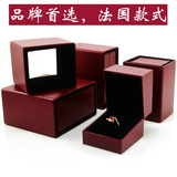 批发法国红纹珠宝首饰盒订婚戒指盒吊坠盒对戒盒包装小盒子套盒