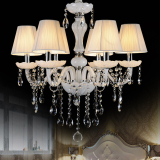 白色欧式蜡烛水晶吊灯餐厅灯具复古灯饰客厅卧室美式灯简约现代