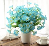 欧式古典 蓝色玫瑰客厅餐桌玄关摆设装饰花艺 仿真花假花盆栽套装
