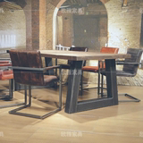 美式复古做旧餐桌实木办公桌原木电脑桌工作台会议桌简易书桌家具
