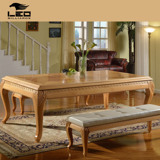 美国LEO力欧家庭美式黑8台球桌原木色进口榉木豪华手工雕刻餐桌台