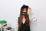 韩国可爱卡通狗头pu皮质平沿嘻哈帽韩版口罩棒球帽子潮男女秋冬季