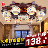 新中式陶瓷仿古灯具现代简约吸顶灯圆形艺术客厅餐厅卧室灯实木灯
