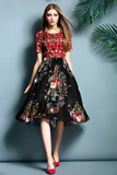 代购杜嘉班纳DG2015夏新款女装 复古气质高度连衣裙印花连衣裙