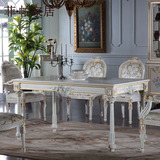 欧式实木彩绘古典餐台 美式现代简约长方形餐台 餐桌椅组合