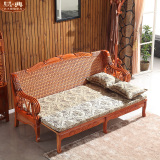 实木藤沙发床抽拉两用组合多功能可折叠伸缩1.8米双人推拉床