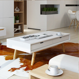 云采实木茶几北欧简约现代创意白橡木茶几白色钢琴烤漆客厅1.2米