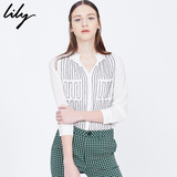 Lily2016夏新款女装商务通勤OL气质长袖钉珠衬衫116120C4208