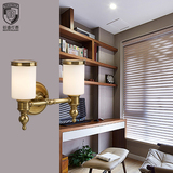 双三头现代美式壁灯卧室家浴室镜前灯欧式铜玻璃特价厨房LED