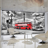 欧式时尚英伦巴士墙纸个性创意餐厅咖啡厅奶茶店背景壁纸大型壁画