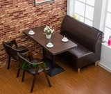 咖啡厅西餐厅桌椅 甜品店奶茶酒吧实木桌椅靠墙卡座沙发组合