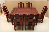 东阳红木家具非洲酸枝木餐桌面雕餐桌吃饭桌长方形西餐桌一桌6椅