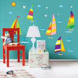 客厅卧室卡通房背景装饰墙贴教室幼儿园墙贴纸客厅可爱居家小帆船