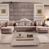 双虎家私 欧式布艺沙发 法式U型沙发布艺可拆洗大户型客厅家具053