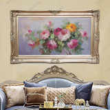 欧式花卉牡丹花油画现代客厅沙发背景画横版餐厅卧室挂画温馨浪漫
