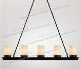HH 风格美式欧式中式书房客厅餐厅卧室5头木制玻璃吊灯