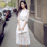2016夏季新款女装韩版修身显瘦性感裙子时尚收腰蕾丝连衣裙中长款