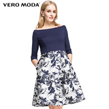 Vero Moda2016新品印花一字领七分袖夏季连衣裙|31617C037