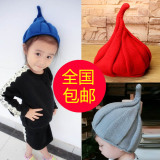 韩版冬季婴儿童毛线帽子针织帽宝宝单色潮巫师帽小清新保暖套头帽