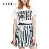 MO&Co.摩安珂2015夏季字母印花T恤 女 欧美街头休闲短袖套头moco